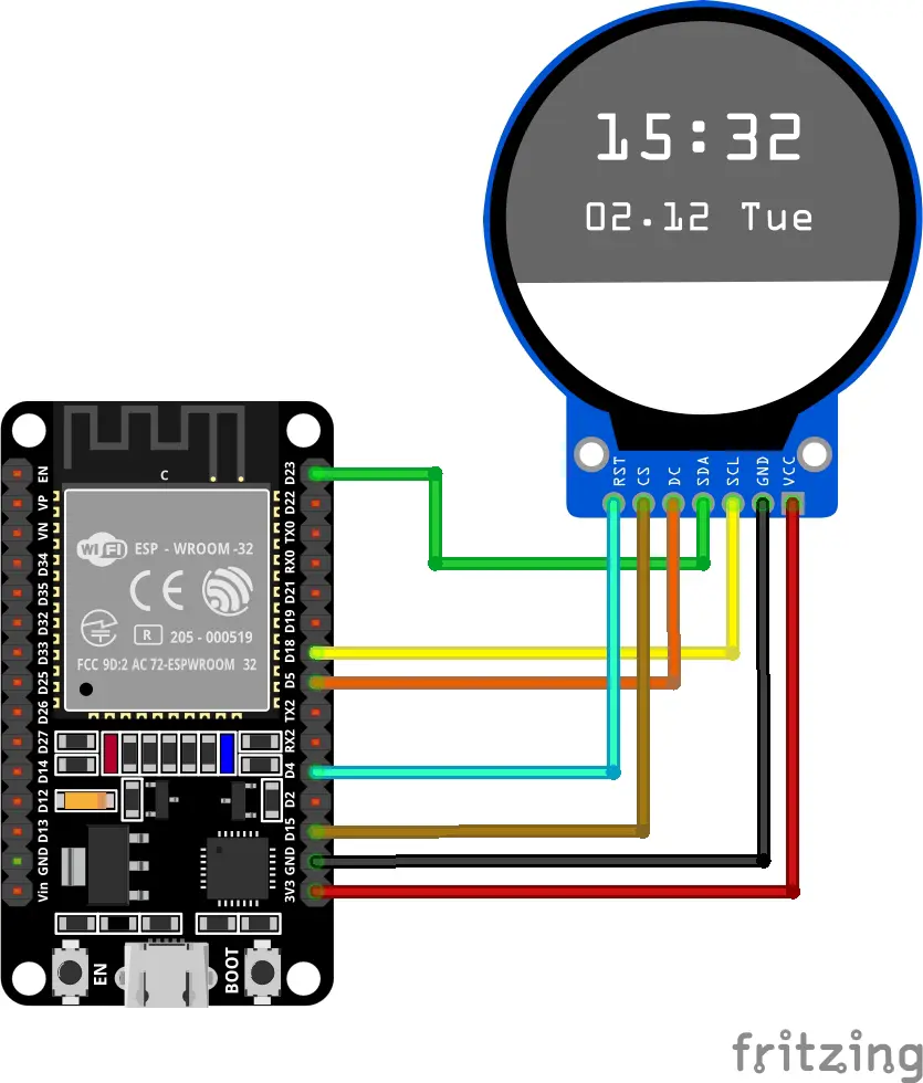 ESP32 Duino-Coin TFT wiring diagram
